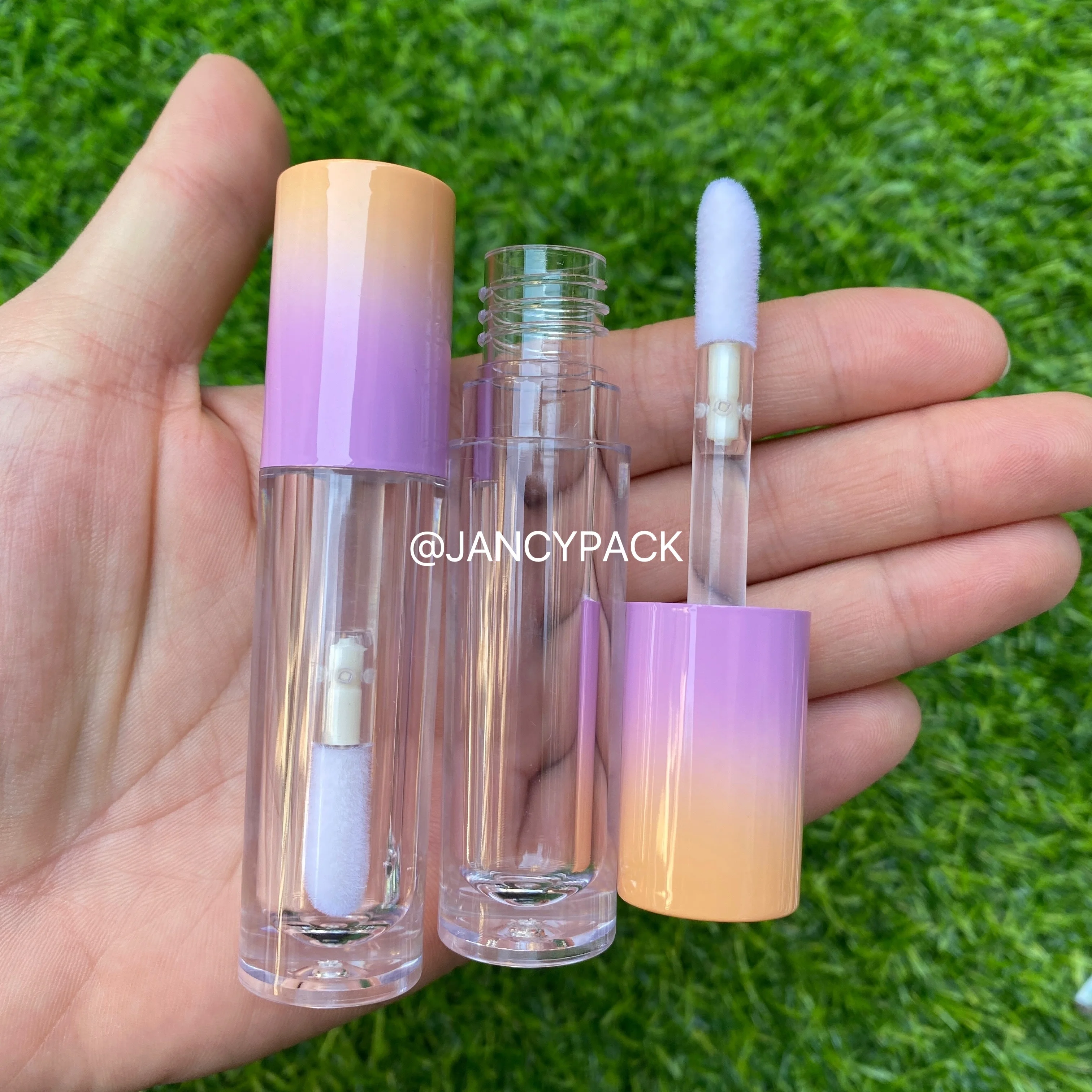 JANCY PACK 5ml wholesale empty gradient pink clear empty lipgloss tubes thick bottle big wand lip gloss container packaging