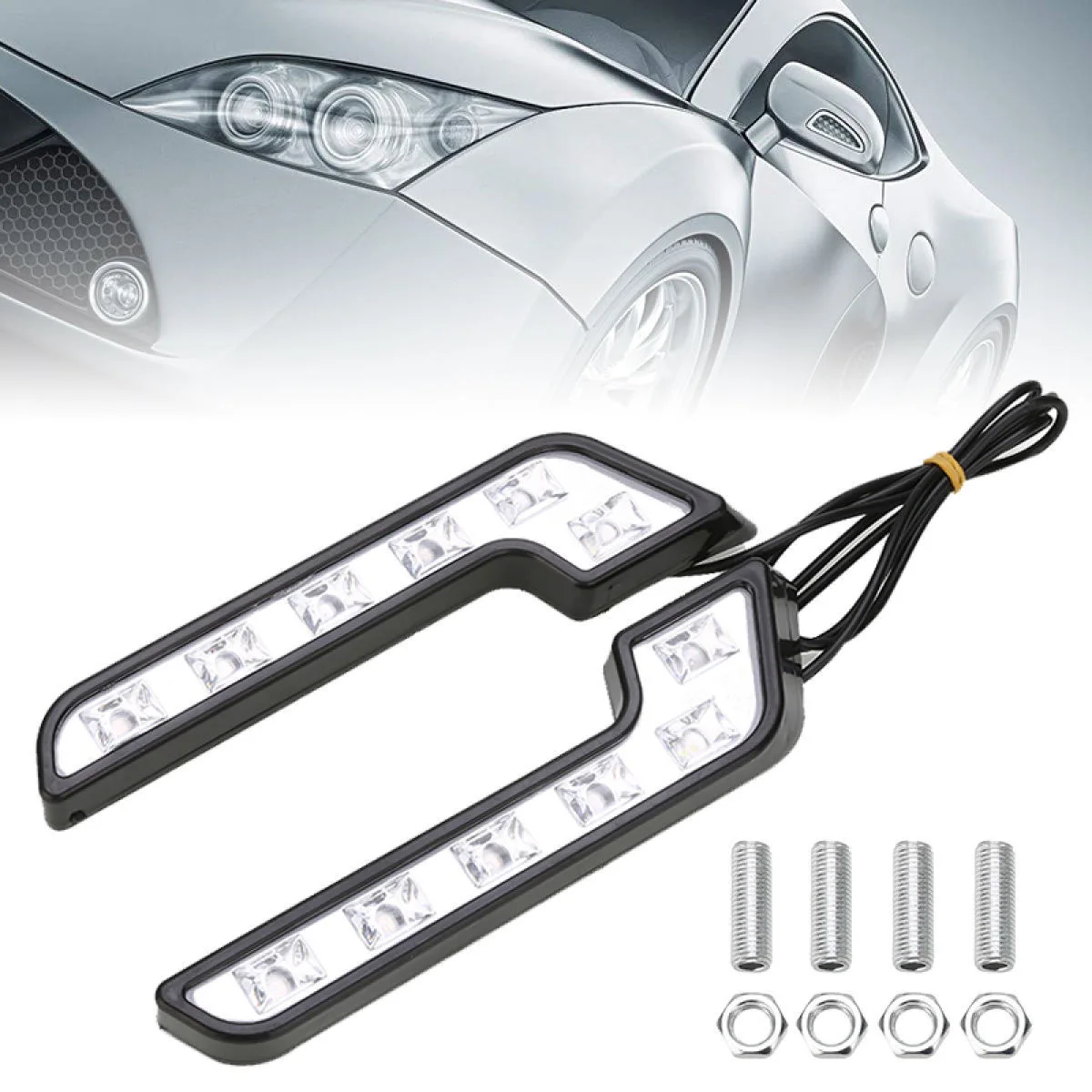 Hot sell universal 12 LED DRL 7-shaped car LED daytime running light