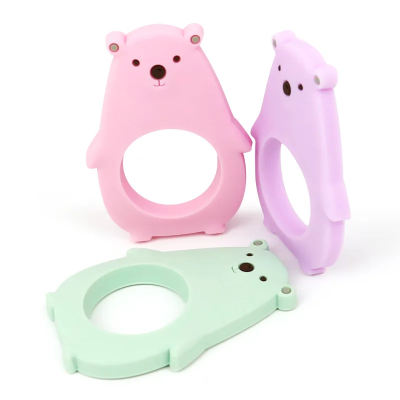 New Design Wholesale BPA Free Polar Bear Shape Teething Toy Silicone Teether Baby Teethers