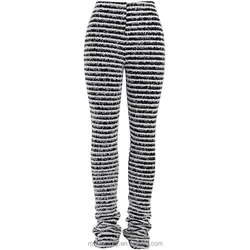 MXN Wool striped sexy slim trousers women winter fashion high waist hip-lifting casual pants for women