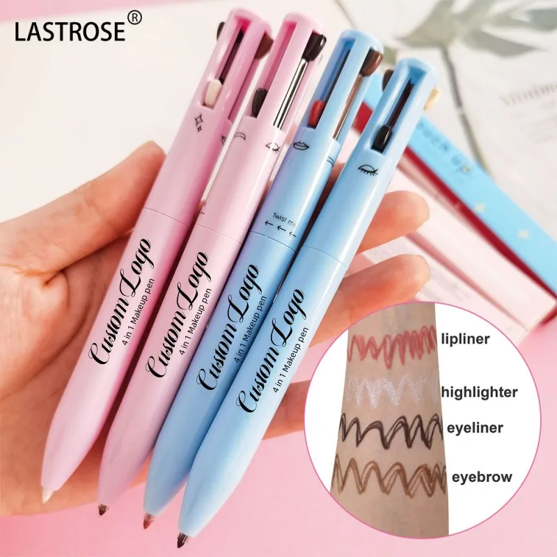 Wholesale Private Label 4 In 1 Makeup Pen Eyeliner Lipliner Eyebrow Highlighter Pen Cosmetic Pencil