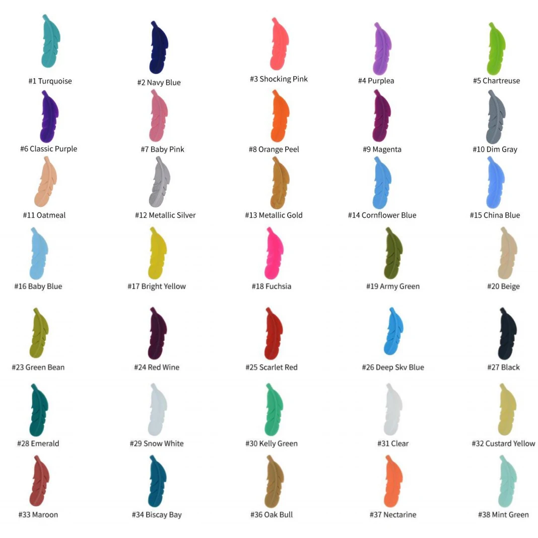 Feather Silicone Beads Baby Teether Toy Chewable Necklace Pendant Food Grade Silicone Plume Baby Bead Teething Shower Gift