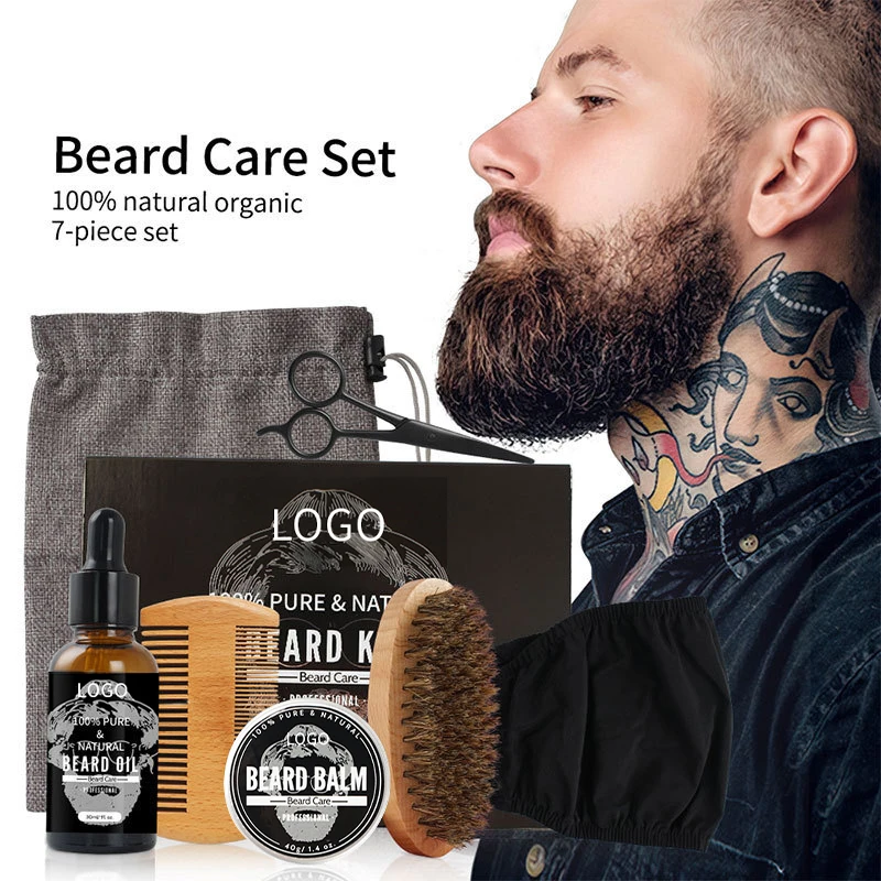 Low price wholesale private label organic beard care set promotes healthy beard growth kit for men