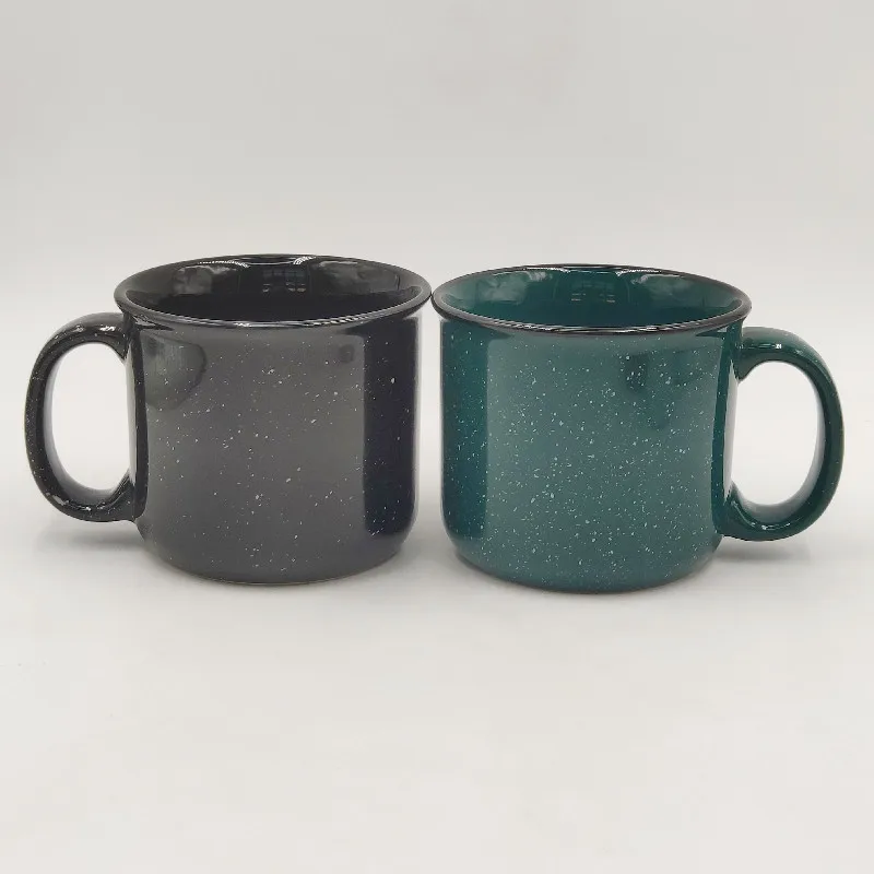 Wholesale Classic 16oz Vintage Speckled Camping Cup Mug printing Logo Enamel Stoneware Custom Logo Ceramic Campfire Coffee Mugs