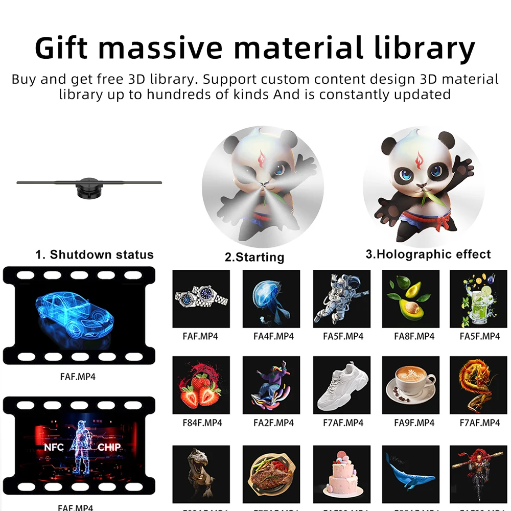 3D Hologram Fan,16.5-Inch Hologram Fan 42CM Holographic Projector Supports Wifi Connection HD LED 1024*640 Resolution