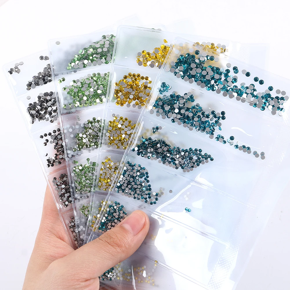 S3-SS10 Mix Sizes 3D Non HotFix Flat Back Nail Rhinestone Glitter Strass Nail Art Rhinestone Crystal Glass