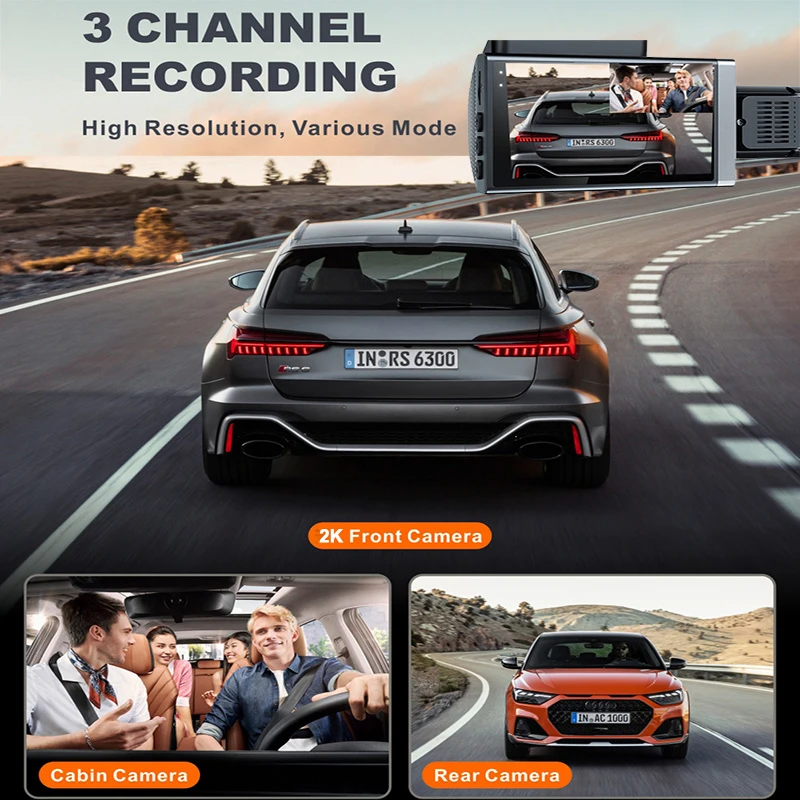 Supplier mini car dvr 3 channel dash camera 2k wifi dashcam 3 camera hd 3 lens front and rear Inside 3 channel 2k dash cam
