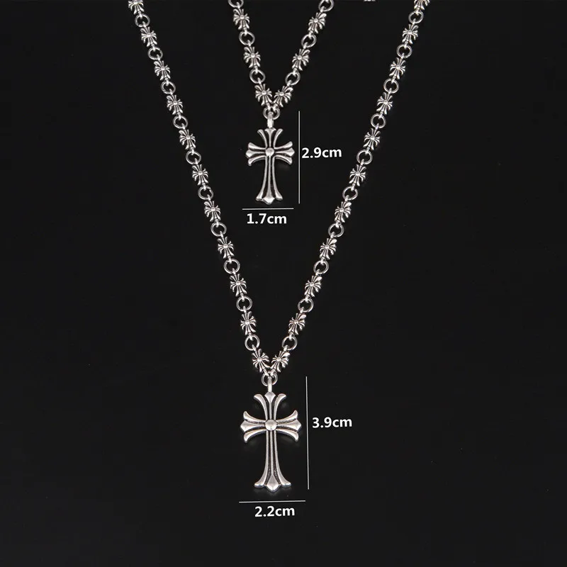 Cross Necklace Pendant Necklace Chrome Cross Alloy Cross Necklace for Women Men