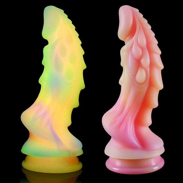 New Luminous Dildos Colourful Glowing Huge Penis Anal Butt Plug Shaped Dragon Monster for Men Women