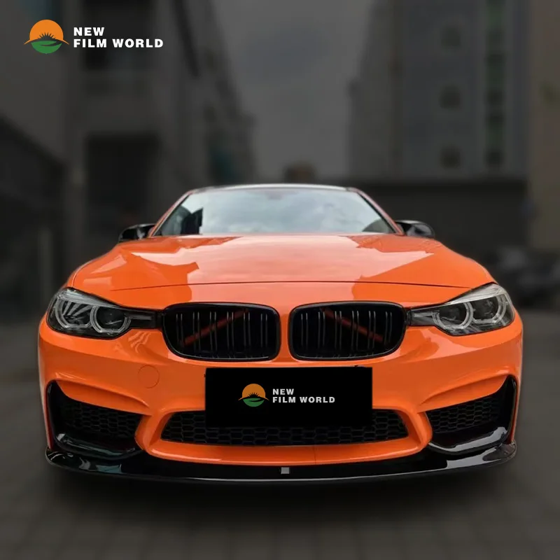 PET Глянцевая оранжевая Высококачественная глянцевая/матовая пленка для автомобиля, пленка, наклейки, глянцевая пленка для автомобиля, виниловая пленка