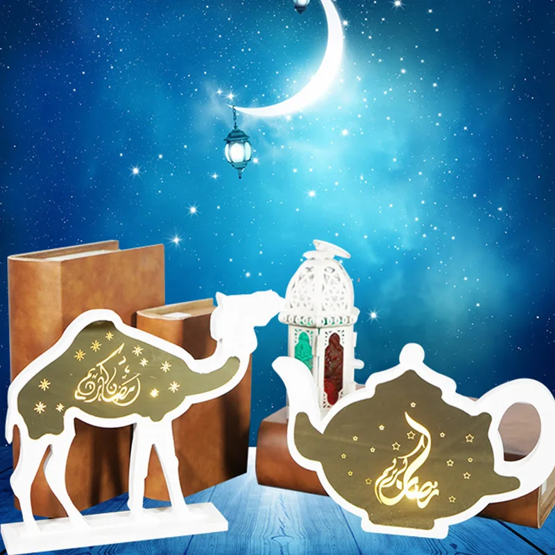 Ramadan Decorations Wood Muslim Crafts Eid Mubarak Gift Eid Mubarak Pattern Desktop Decoration Wholesale Supplies