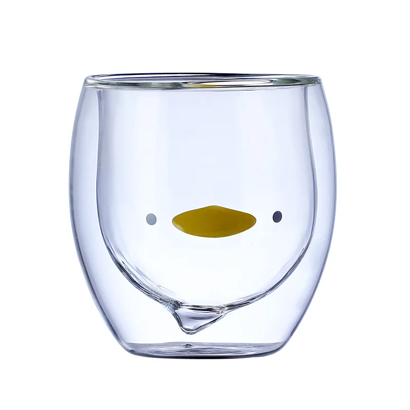 Top Sellers Selling Fathers Day Reusable Double Insulated Duck Drinking Glass Coffee Glasses Glass Cup Cups