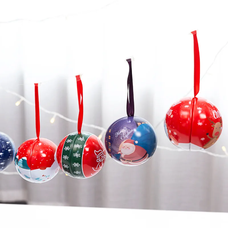 Металлические украшения на заказ круглая банка для конфет коробка Рождественские шары в