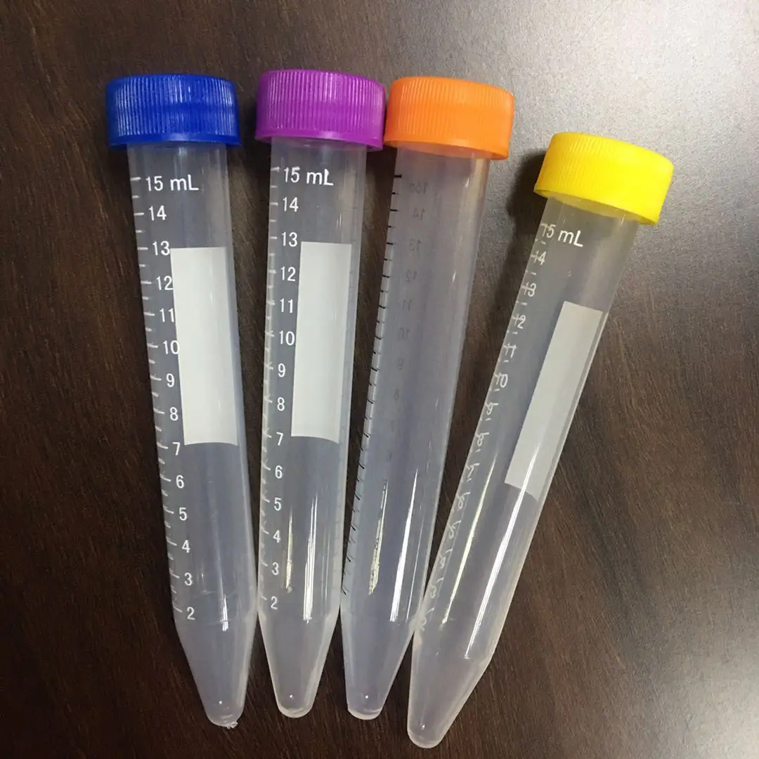 Lab Disposable Sterile PP 15ml Centrifuge Tube with colored screw cap
