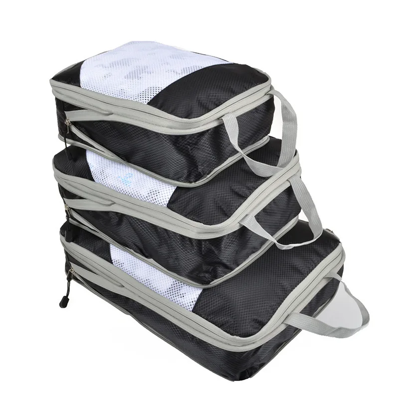 SW Waterproof travel bag set 3pcs set storage Compression Packing Cubes travel expandable Clothes Organizer Storage Bag