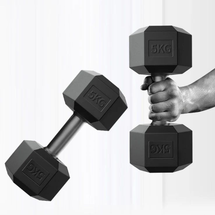 Gym workout man power weight lifting training adjustable rubber hex dumbbell set