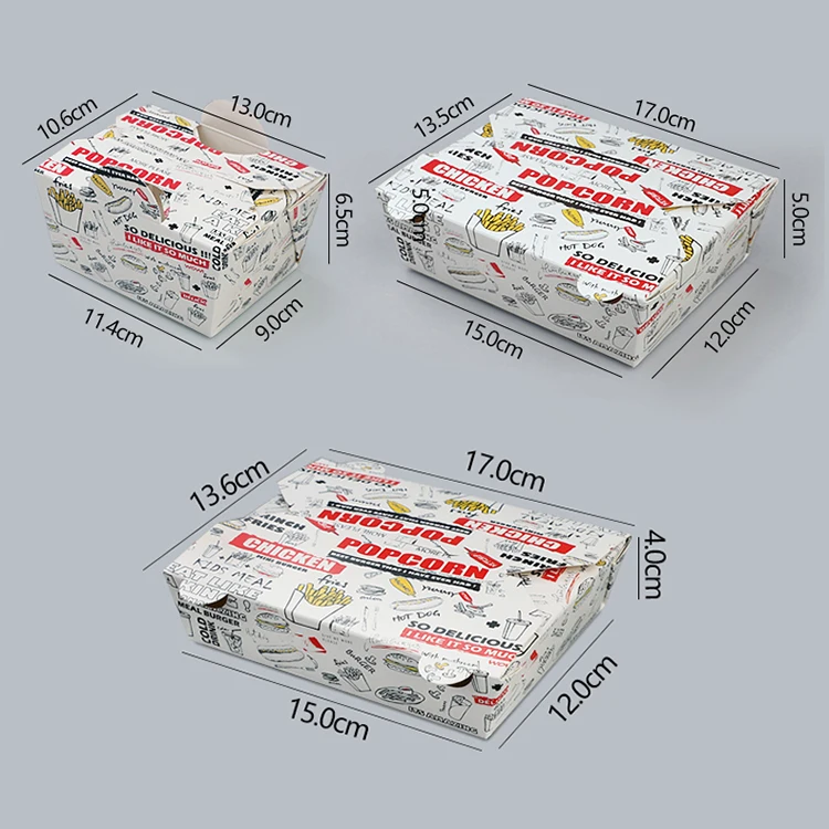 Disposable Printing Foldable Fried Chicken French Fries Chicken Nuggets Popcorn Chicken Hamburger Kraft Paper Food Box