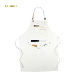cotton apron simple fashion art attendant white aprons for barista