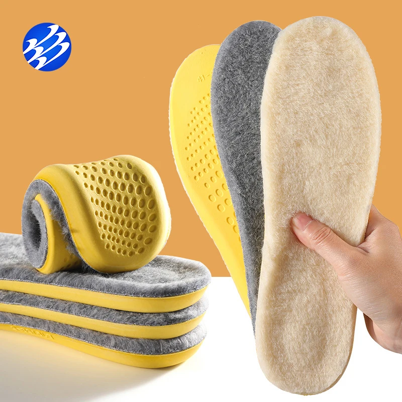 Winter Furry Breathable Sports Shoe Inserts Plush Thicken Shock Flexible Shoes Pads Absorption Latex Cotton Insoles