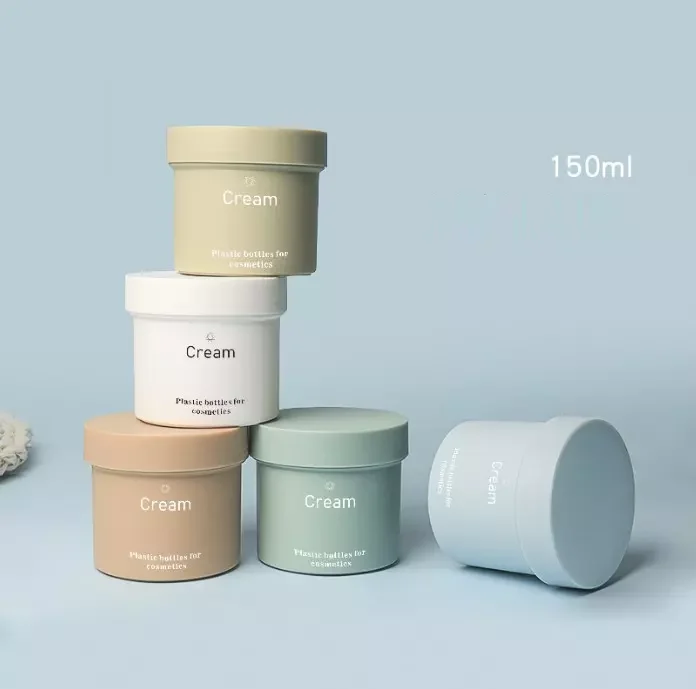 150ml Empty Round Plastic Cream Jars Cup Wide Mouth Bottles 150g Facial Scrubs Cream Jar Cosmetic Packaging Containers