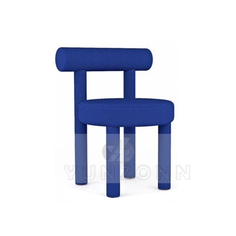 Modern Nordic Design Living Room Furniture Round Cafe Chair Customized Hotel Bedroom White Velvet Fabric Panda  Dining Chair