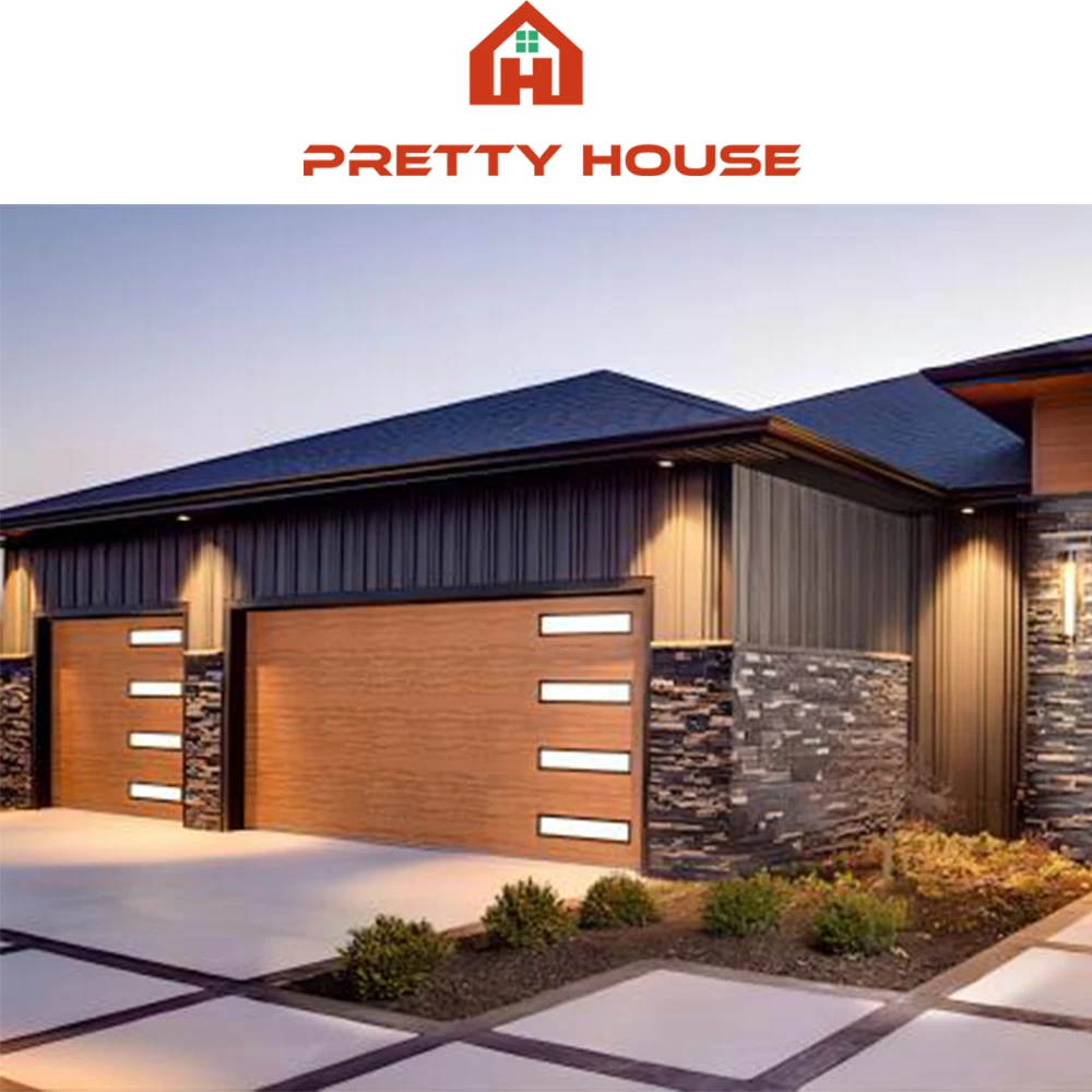 wood veneer hand carved pvc stacking garage doors