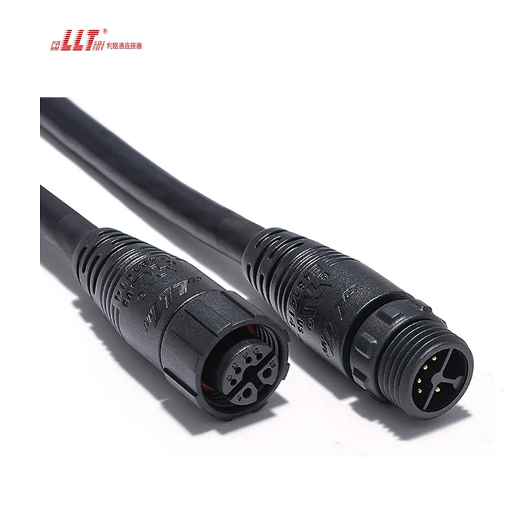 2+4pin LLT M12 circular power and signal waterproof street light connector 2pin 3pin 5pin