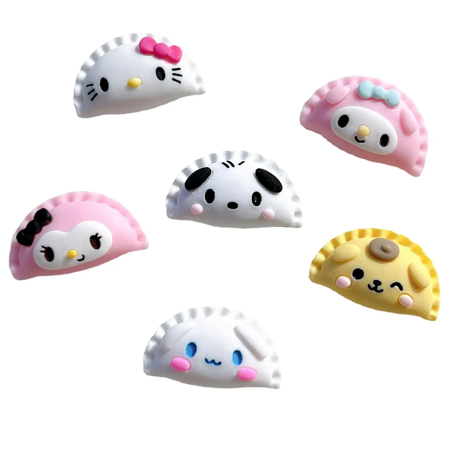 100PCS/BAG Yellow Red Brown Blue Peach Purple Rabbit Dumpling Resin Charms for Slime Mobile Case Keychain DIY Craft Decoration