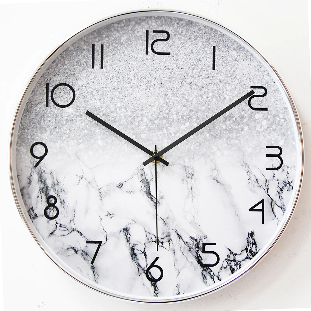 Custom Pattern New Creative Fashion Gradient Color Wall Clock Round Digital Clock Bedroom Living Room Silent Wall Clock