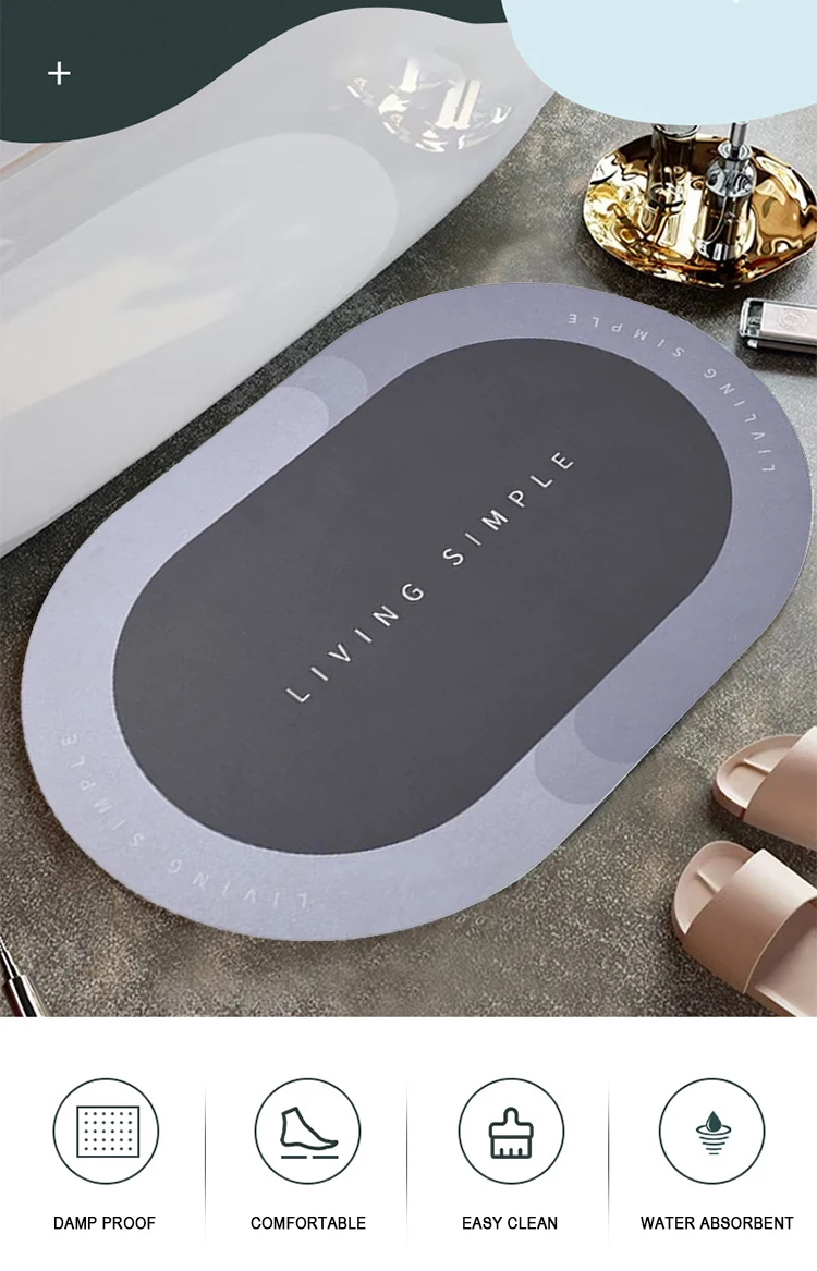 2024 Anti-Fatigue Diatom Bath Mats Non-Slip Water-Absorbent Sponges Boosting Home Hygiene for Exercise Kitchen Bathroom Door