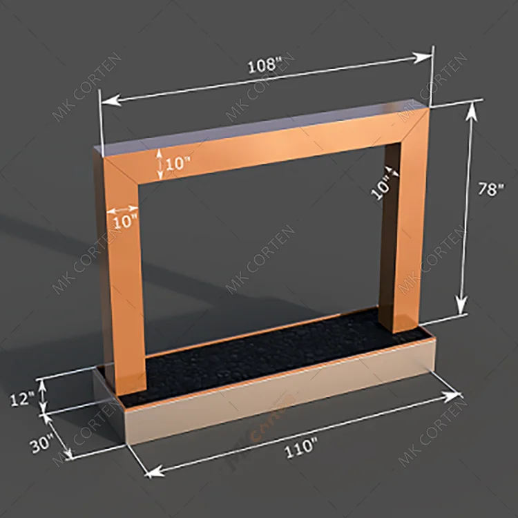 Large Corten Steel Rain Curtain panel corten Water Feature Garden Fountain