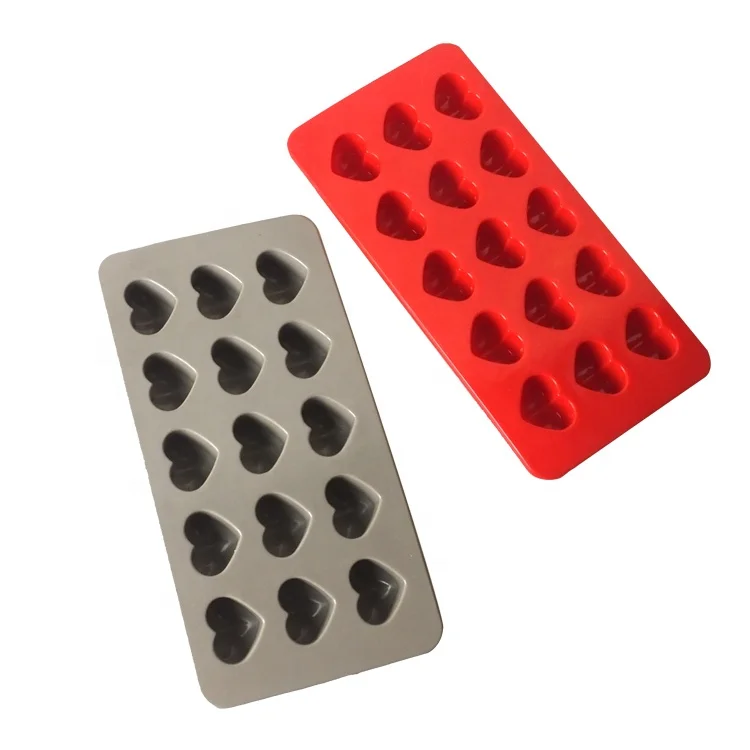 15 Cativies Matt Finished Heart Shape Silicone Candy Chocochips Chocolate Wafer Mould Ice Cube Tray