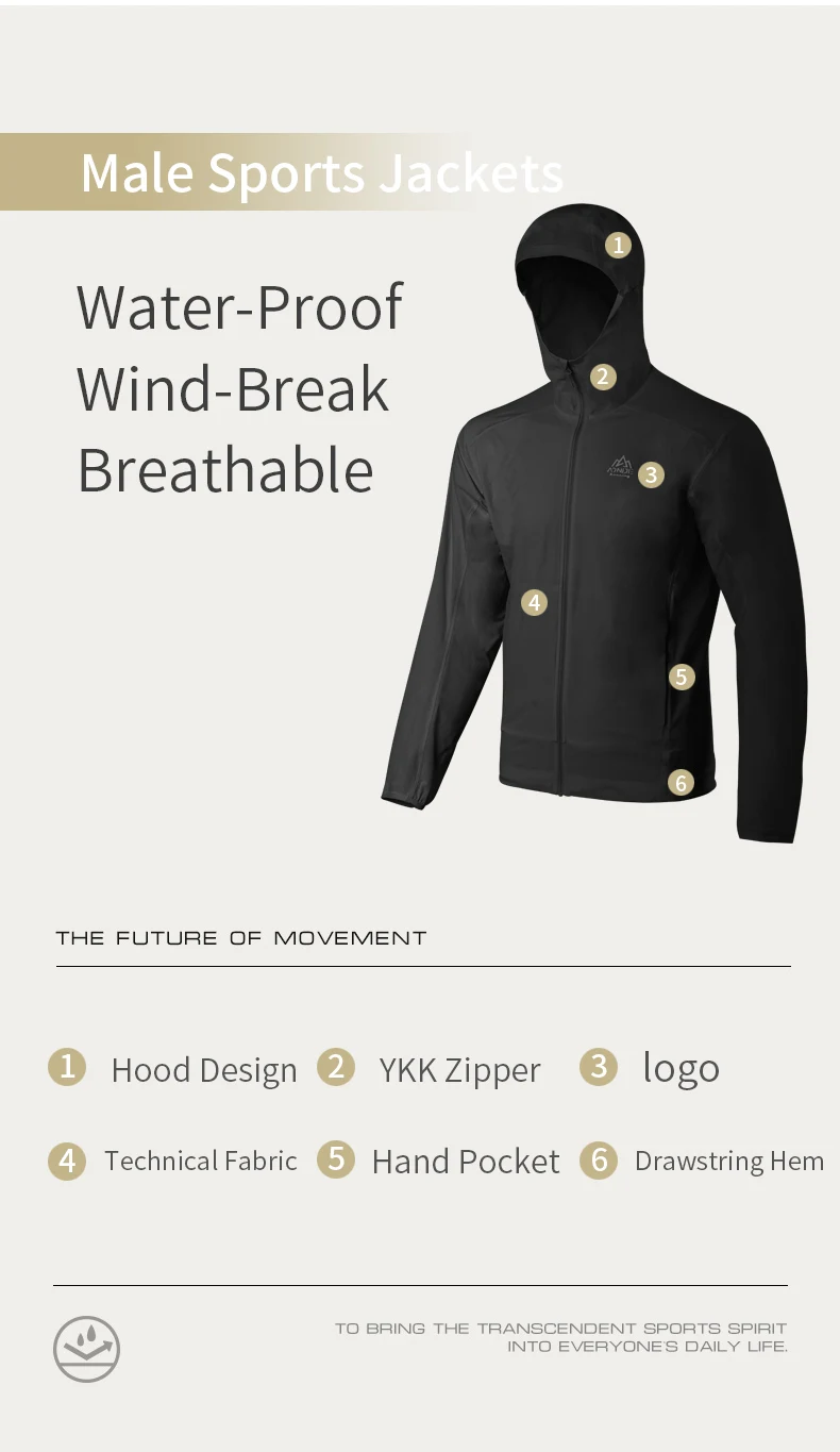 Wholesale FM5131 Man Fale Waterproof Sports Thin Hooded Jacket Windbreak Short Coat With Pocket For Running Gym Hiking