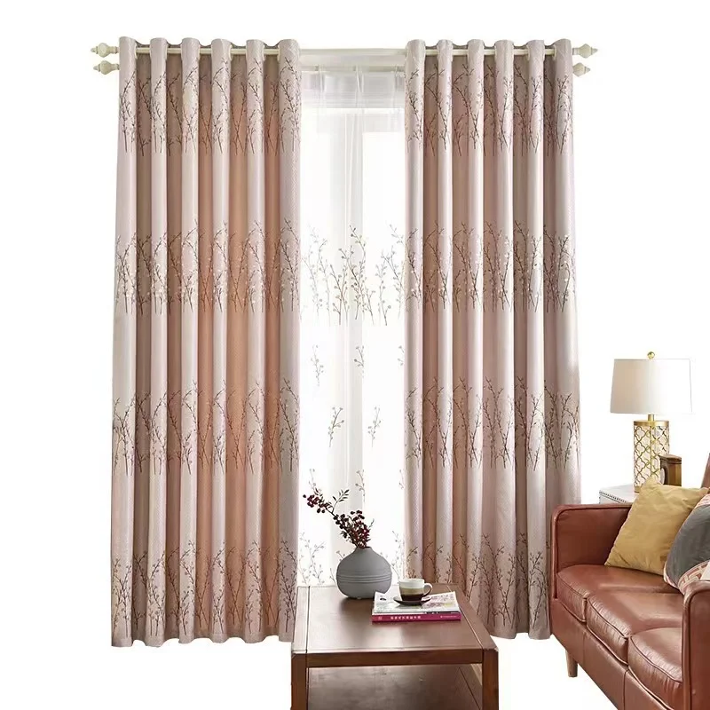 100% Polyester Jacquard Blackout For Window Blinds Geometric Jacquard Fabric Ready Made Curtains For The Living Room