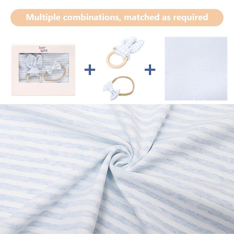 100% Organic Cotton Customized Design Stretch Wrap Swaddle Blanket Baby Gift Set with Matching Headband