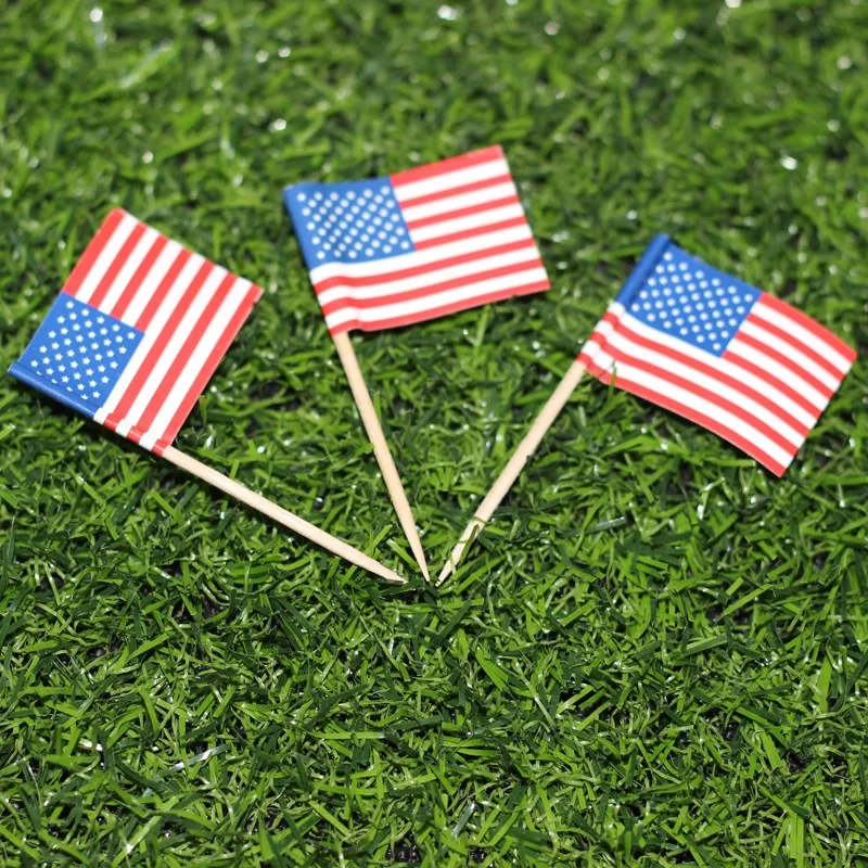 custom design 2 sides print custom small pirate flag toothpick dinner flag food flag