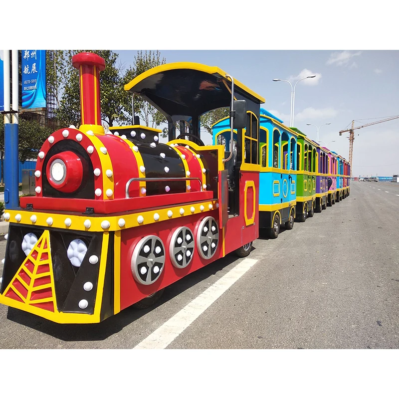 Electric Amusement Park Equipment Kids Riding Trackless Train Tourist Attraction Rides Family Games