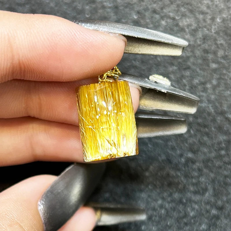 Natural high-quality rutilated quartz pendant golden natural wealth attracting energy stone