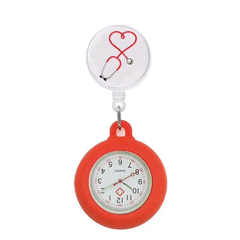 New Arrivals Medical Tethoscope Retractable Badge Holder Reels Pocket Watch Custom Rubber Silicon Breast Watch For Nurse