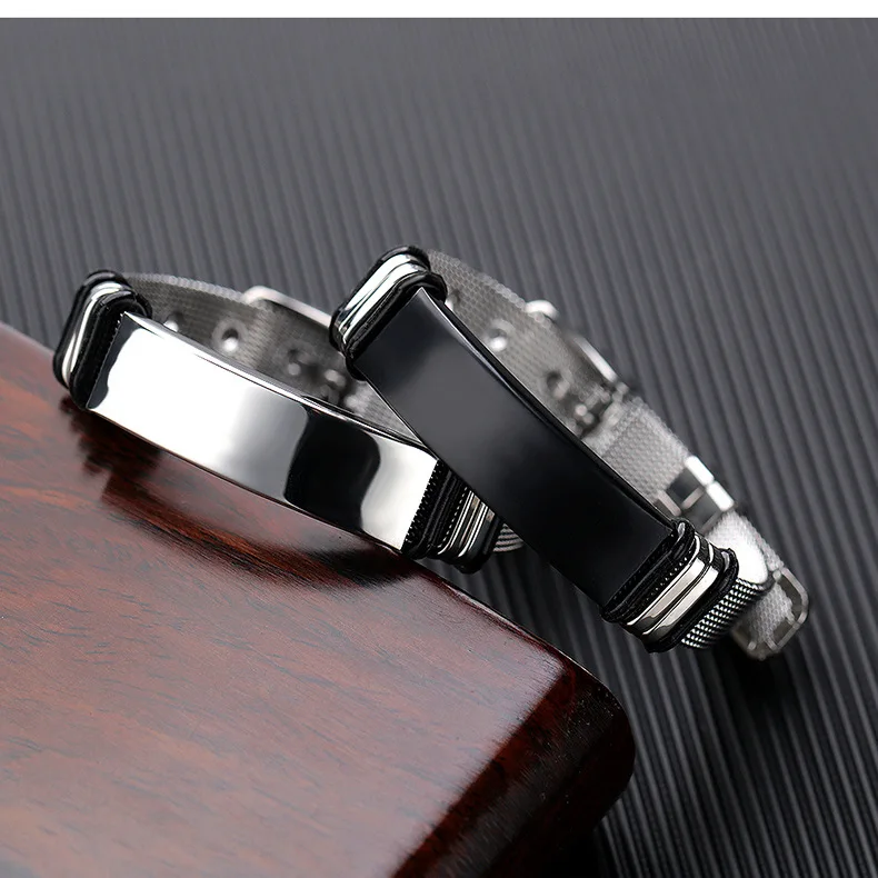 Wholesale Custom Jewelry for Engraving Adjustable Stainless Steel Blank Bar Cuff Bangle Bracelet for Men