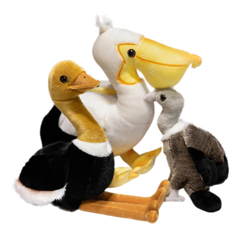 Forest Pelican Ostrich Vulture Soft Toy Lifelike Bird Plush Animal Toys Cute Bird Plushie Gifts