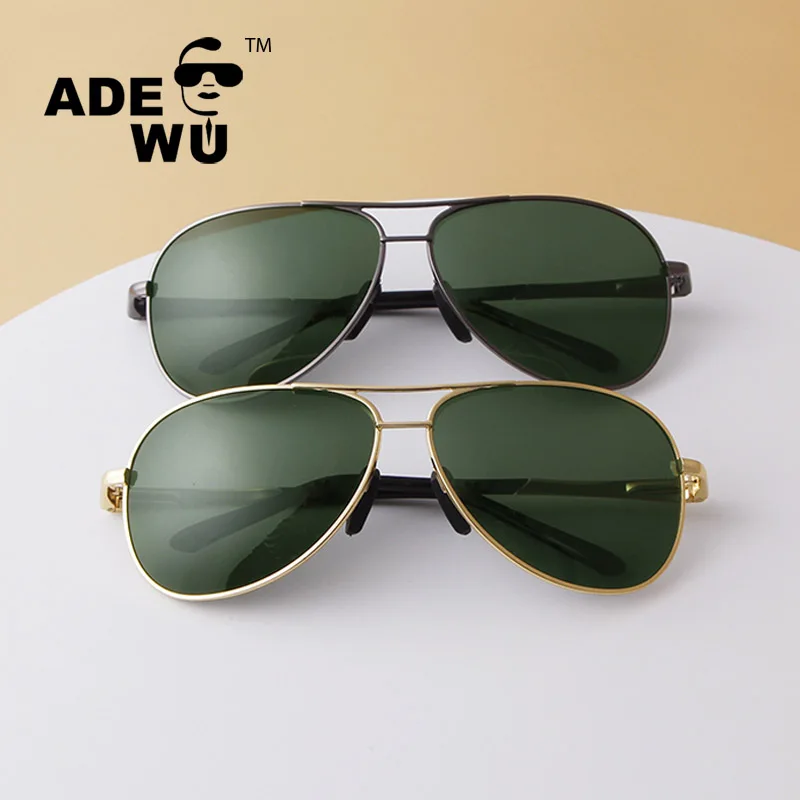 ADE WU ZKS2494 Double Nose Bridge Metal Frame Sun Glasses Polarized Popular Design Driving Sunglasses