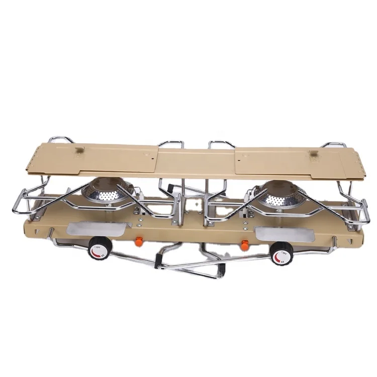 HIX 2 Burner folding outdoor camping stove  with grill plate BBQ