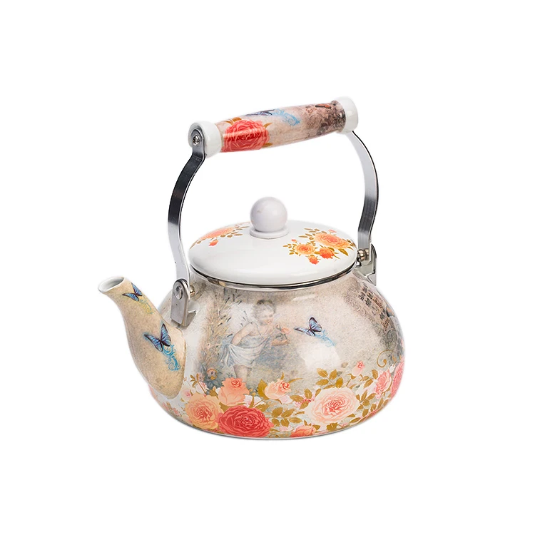 Custom Color Electric Boiling Water Enamel Kettle Carbon Steel Water Pots Coffee Kettles Enamel Coating