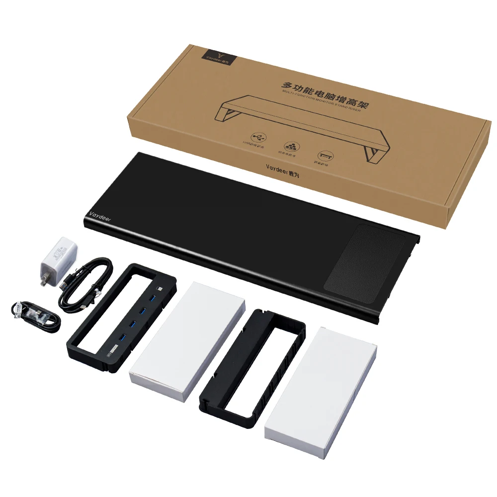 Vaydeer 4 USB 3.0 hub Support Transfer Data and Wireless Charging laptop stand Metal  Monitor stand