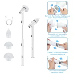 Electric Spin Scrubber Cordless Shower Scrubber with 360 Degree Spin Bathroom Scrubber