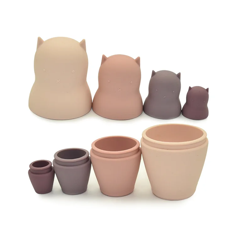 Hot selling new portable educational bpa free eco-friendly soft silicone nesting doll for autism kids