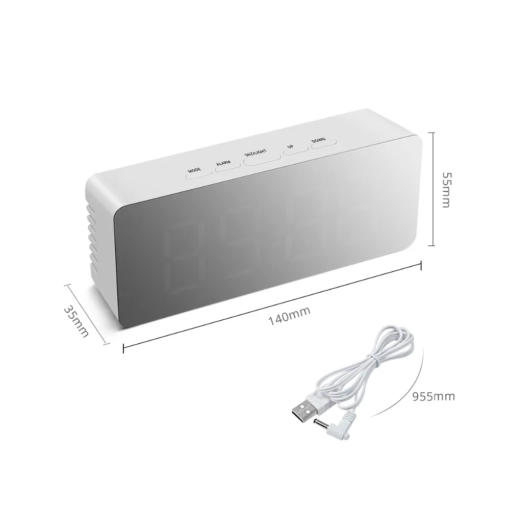 Led Multi-function Digital Snooze Display Time Table Alarm Mirror Clock Led Mirror Clock
