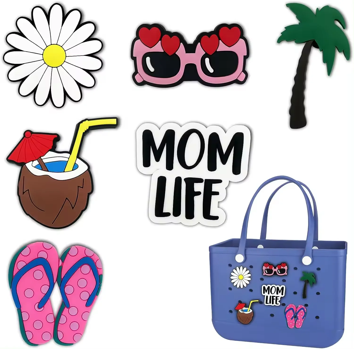 Custom Logo Bogg Bag Accessories Silicone Handbag Bogg Tote Bag Insert Charms Accessories For Silicone Beach Bags