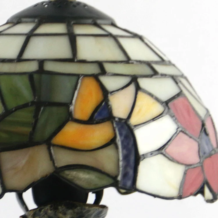 LongHuiJing 8inch Tiffany Table Lamp Stained Glass Leaves Pattern Light Made In China
